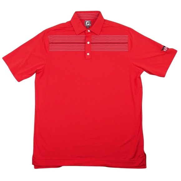 Foot Joy Polo Shirt Golf Shirt Men's Sz XL - Red, Embroidery, Striped EUC Nice! - Picture 1 of 11